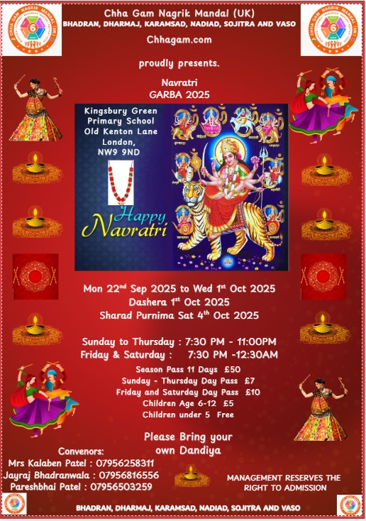 Chha Gham (U.K.) Navratri Garba 2025 London
