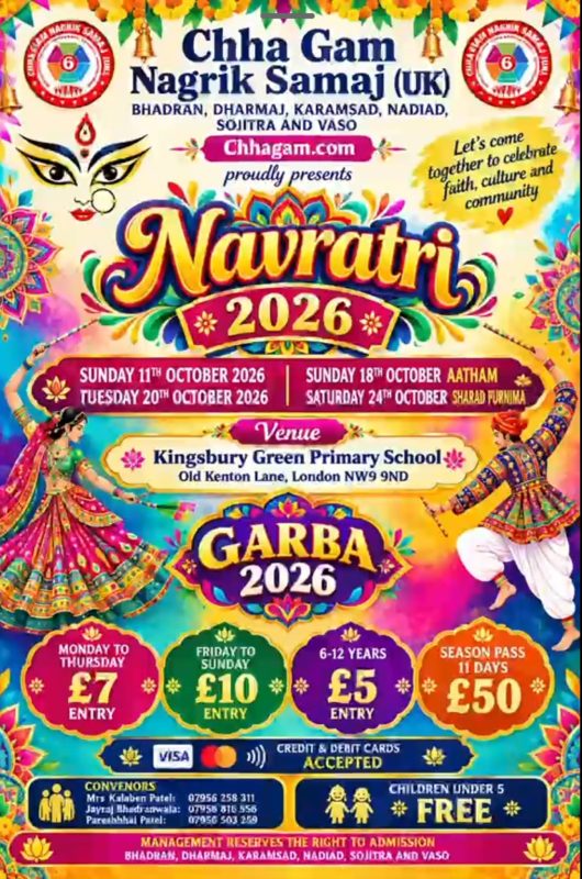 Navratri Bhadran London Chaa Gam 2026